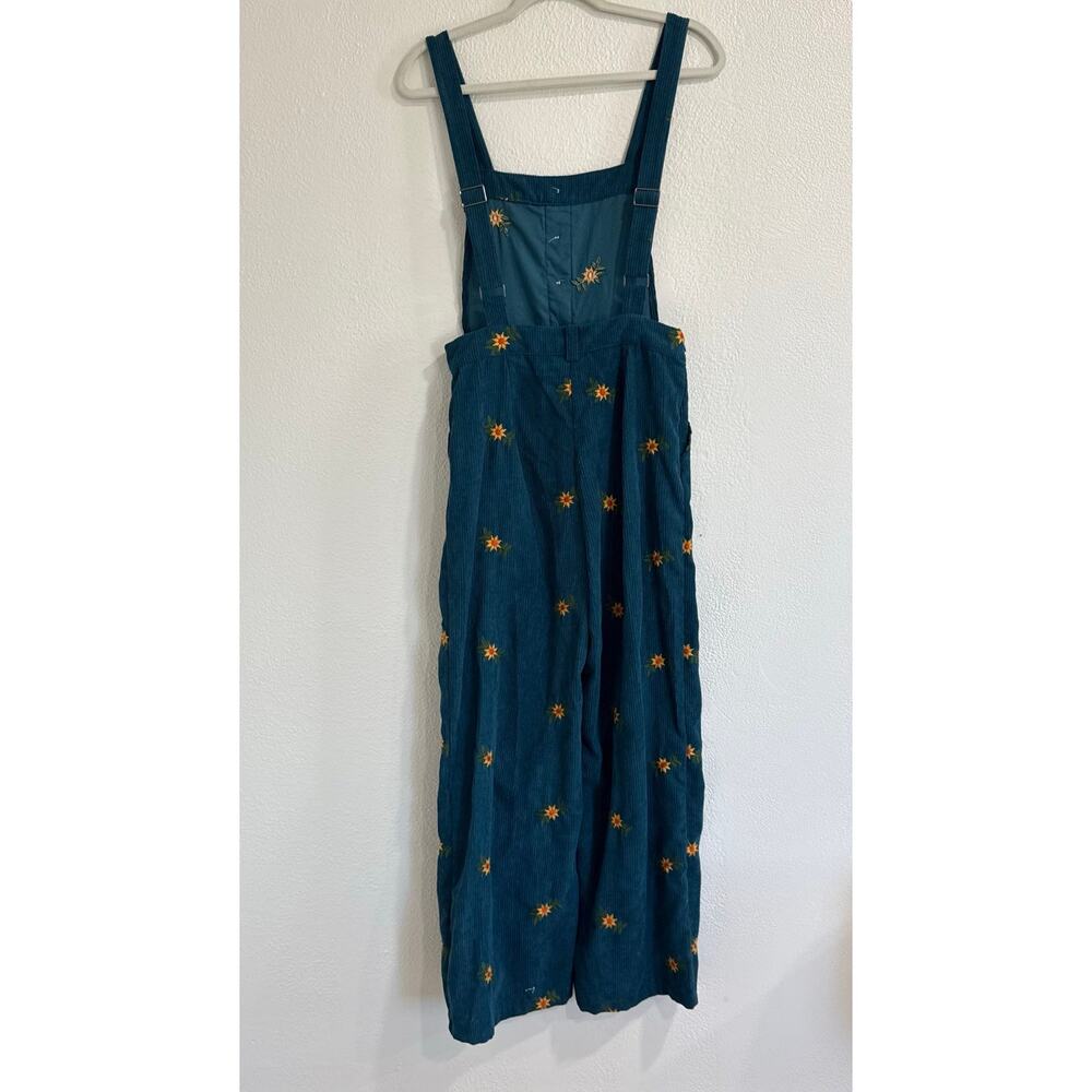 NWT Cider Ditsy Floral Embroidered Corduroy Wide Leg Overalls Jumpsuit Small - Picture 6 of 8